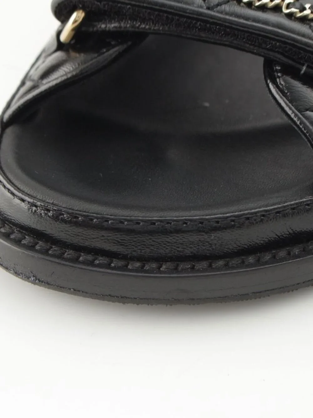 ★SOLD★ Chanel CC Logo Quilted Velcro Sandals Black 36c - Picture 8 of 10